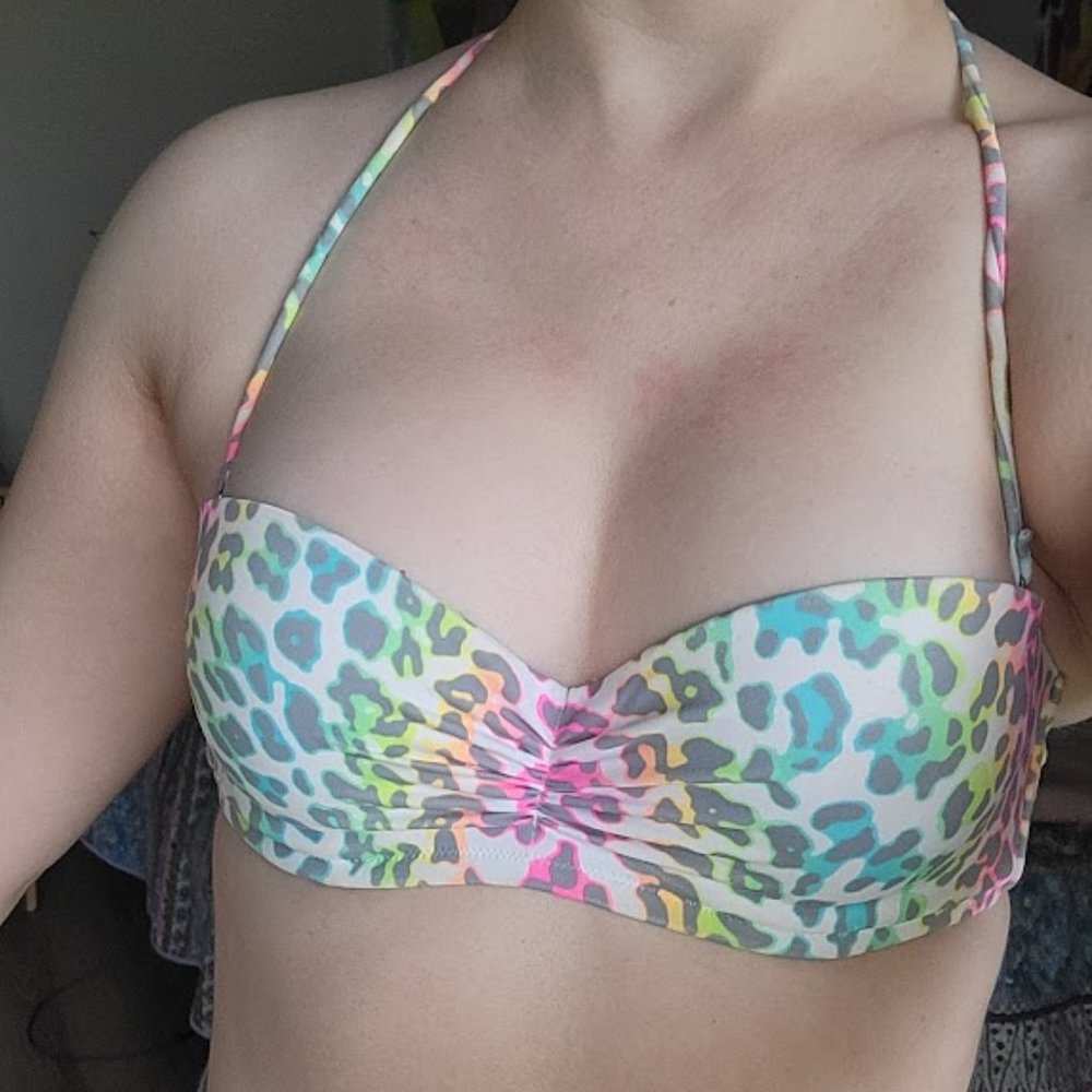 Victoria's Secret Neon Rainbow Leopard Print Bikini Bra Top - Picture 3 of 3
